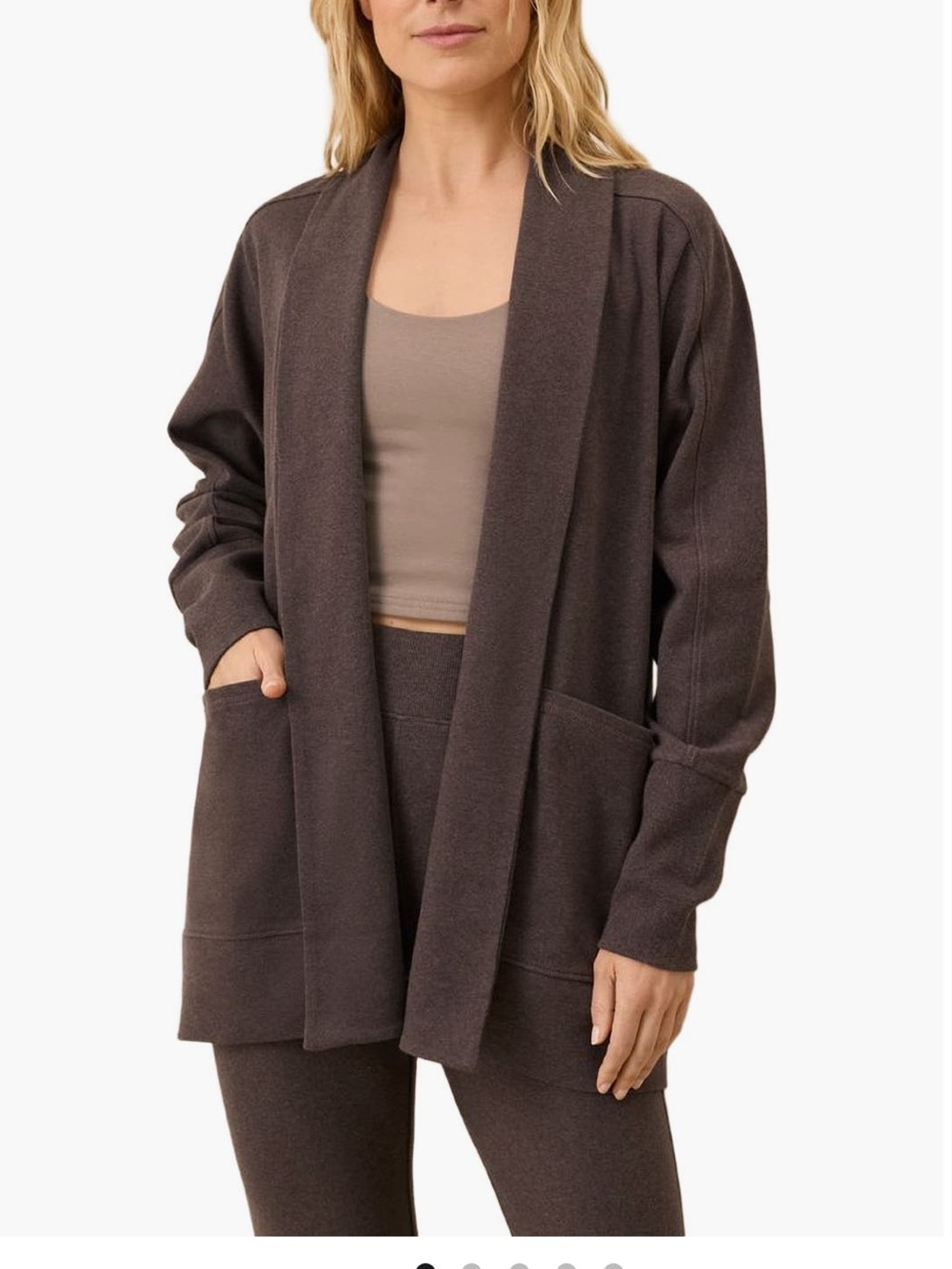 Pact Women's Dark Brown Open-Front Cardigan